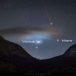 گذر زهره و مریخ در آسمان شب — تصویر نجومی
